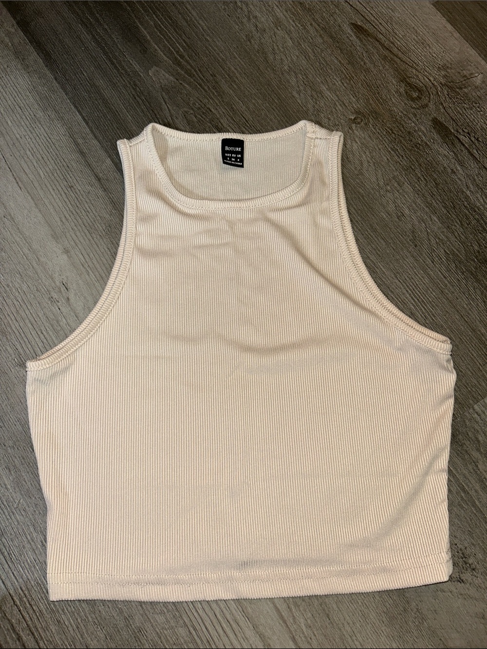 Cream Ribbed Cropped Tank